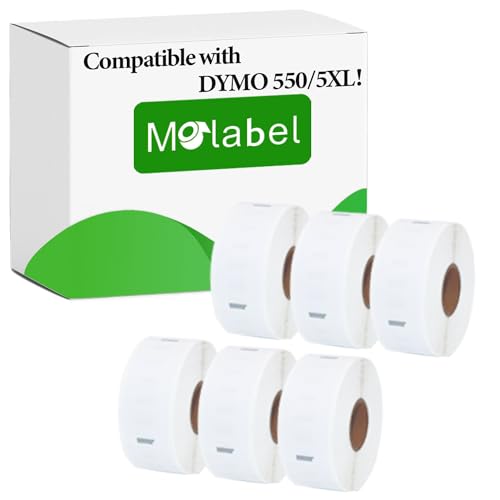 Molabel Kompatible Etiketten für Dymo S0722520 11352 25 x 54mm- Kompatibel mit Dymo LabelWriter 550 Druckern - 6 Rollen, 500 Etiketten pro Rolle von Molabel