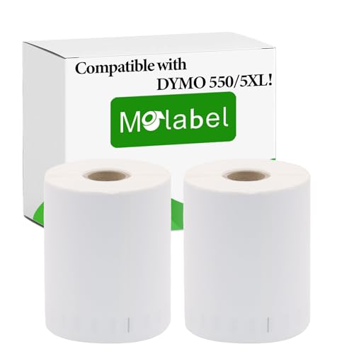 Molabel Versandetiketten - 2 Rollen für Dymo S0904980-4" x 6" 104mm x 159mm Kompatibel mit Dymo LabelWriter 450 Druckern - 220 Etiketten pro Rolle von Molabel