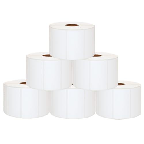 Molabel Thermoetiketten, 57 x 32 mm, kompatibel mit Zebra GC420d, GK420d, GX420d und GX420t Druckern, 1500 Etiketten pro Rolle, 6Rollen. von Molabel