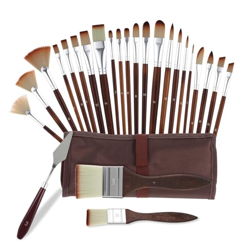 Molain 25-teiliges Pinsel-Set, Acryl-Pinsel, Künstler-Serie mit flachen, runden Filbert-, Fächer-, Winkelpinseln für Öl, Acryl-Leinwandbilder, Gesichtsbemalung, Kunstbedarf für Künstler und Anfänger Molain 25-teiliges Pinsel-Set, Acryl-Pinsel, Künstler-Serie mit flachen, runden Filbert-, Fächer-, Winkelpinseln für Öl, Acryl-Leinwandbilder, Gesichtsbemalung, Kunstbedarf für Künstler und Anfänger von Molain