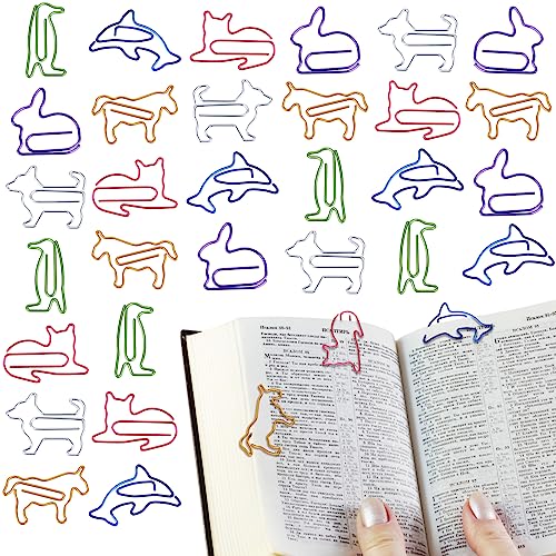 Molain 30 Stück Büroklammern Bunt, Metall Kleine Büroklammern, Papierklammern Tierische Formen für Büro Klassenzimmer Aktenklammer Sortieren und Befestigen von Dokumenten von Molain