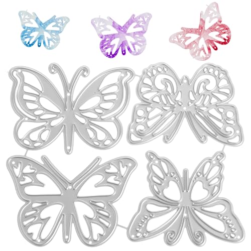 Molain 4 Stück 3D Schmetterling Metall Stanzformen, Stanzschablonen blumen Schmetterling Rahmen Stanzformen Schablonen DIY Scrapbooking Karten Herstellung Kartenherstellung Prägepapier(stil 2) von Molain