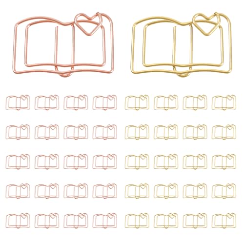Molain 40 niedliche Büroklammern in Buchform, Gold und Rotgold, lustige Büroklammern, dekorative Buchklammern für Schule, Büro, Hochzeitsdekoration, 3 x 2 cm Molain 40 niedliche Büroklammern in Buchform, Gold und Rotgold, lustige Büroklammern, dekorative Buchklammern für Schule, Büro, Hochzeitsdekoration, 3 x 2 cm von Molain