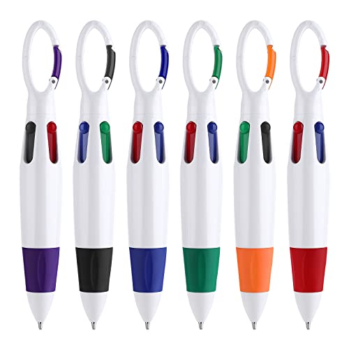 Molain 6pcs 4-in-1 Kugelschreiber einziehbare Shuttle Stifte mit Karabiner Clip Multicolor Stifte mit Schnalle Schlüsselanhänger an der Spitze für Krankenschwester Büro Schule liefert Geschenke von Molain