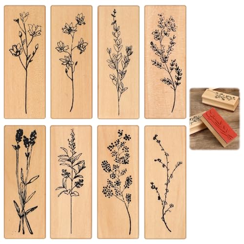 Molain 8 Stück Holzstempel Set, Stempel Blumen Holz Stempel Hochzeit Holzstempel zum Basteln Vintage Holzstempel für Basteln Geschenkanhänger, DIY Fotoalben, Sammelalben Molain 8 Stück Holzstempel Set, Stempel Blumen Holz Stempel Hochzeit Holzstempel zum Basteln Vintage Holzstempel für Basteln Geschenkanhänger, DIY Fotoalben, Sammelalben von Molain