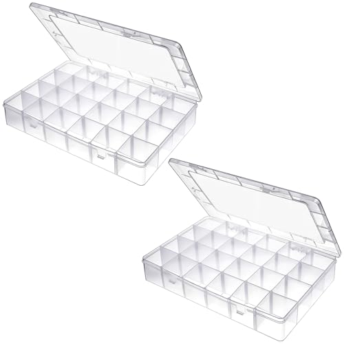Molain Große Kunststoff-Organizer-Box mit 24 Fächern, 2 Stück, transparente Aufbewahrungsbox mit verstellbaren Trennwänden, Behälter für Schmuck, Kunst, DIY, Handwerk, Washi-Bänder, Angelzubehör Molain Große Kunststoff-Organizer-Box mit 24 Fächern, 2 Stück, transparente Aufbewahrungsbox mit verstellbaren Trennwänden, Behälter für Schmuck, Kunst, DIY, Handwerk, Washi-Bänder, Angelzubehör von Molain