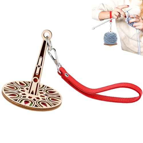 Molain Handgelenk Garnhalter aus Holz, Tragbarer Handgelenk Garnhalter, 360° Drehung Holz Mini Garnhalter mit Handgelenkschlaufe Garnverwirrungen Vorzubeugen Geschenk für Strickliebhaber(mehrfarbig) von Molain