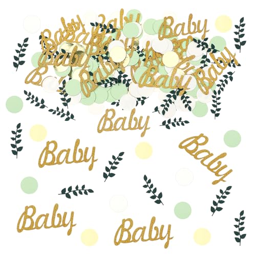 Molain Happy Birthday Konfetti Geburtstag Gold Grün, 200 Stück Babyparty Deko Konfetti, Glitzer Konfetti Tischdeko Geburtstagsparty Tischkonfetti für Geburtstagsfeier Party Dekoration(Baby) von Molain