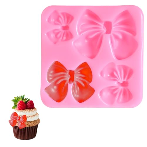 Molain Schleifen Schokoladen Form, Modellierschokolade Fondant Formen, Silikonform Bowknot, Rosa Fondant Formen für Cupcake Topper, DIY Bastelprojekte, Geburtstagskuchen(Stil B) von Molain