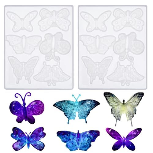 Molain Schmetterling Silikonform, Schmetterling Epoxidharz Form, 6 Stile 3D Schmetterling Silikon zum Gießen Kerzen Silikonformen für Schlüsselanhänger Ohrringe Halskette Brosche Basteln DIY(2pcs) Molain Schmetterling Silikonform, Schmetterling Epoxidharz Form, 6 Stile 3D Schmetterling Silikon zum Gießen Kerzen Silikonformen für Schlüsselanhänger Ohrringe Halskette Brosche Basteln DIY(2pcs) von Molain