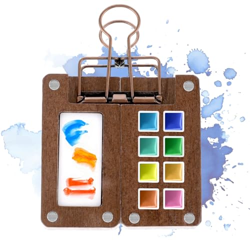 Molain Skizzenbuch Palette aus Holz, Tragbare Aquarell Palette, Tragbare Skizzenbuch-Palette mit 8 Fächern Mini-Holzpalettenbo Zusammenklappbare Magnetpalette mit Clip für Aquarell Gouache Acrylfarbe Molain Skizzenbuch Palette aus Holz, Tragbare Aquarell Palette, Tragbare Skizzenbuch-Palette mit 8 Fächern Mini-Holzpalettenbo Zusammenklappbare Magnetpalette mit Clip für Aquarell Gouache Acrylfarbe von Molain