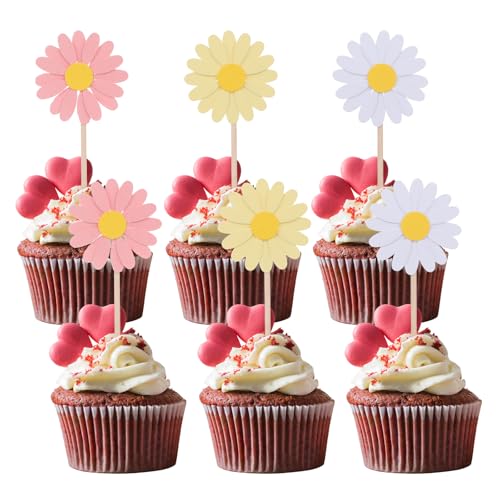 Molain Tortendeko Gänseblümchen, 24 Stück Gänseblümchen Blumen Pappbecher Kuchendeko, Tortenaufleger für Happy Birthday Cupcake Toppers Für Geburtstag Baby Dusche Hochzeitstorte Deko(Rosa+Weiß+Gelb) Molain Tortendeko Gänseblümchen, 24 Stück Gänseblümchen Blumen Pappbecher Kuchendeko, Tortenaufleger für Happy Birthday Cupcake Toppers Für Geburtstag Baby Dusche Hochzeitstorte Deko(Rosa+Weiß+Gelb) von Molain