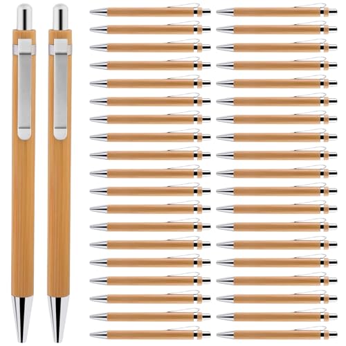 Holz Kugelschreiber: 40 PCS Kugelschreibern Set Wiederverwendbar Set Schreibgerät Bambus Holzkugelschreiber Kugelschreiber Set Natur Plastikfreier für den Alltag Büro als stilvolles Schreibgerät von Molbory