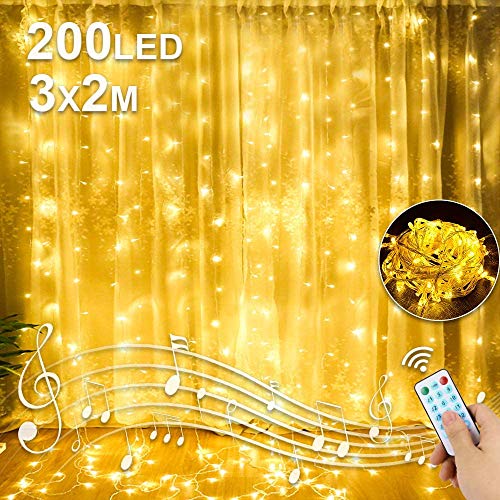 Molbory LED USB Lichtervorhang 3m x 2m, 200 LEDs Lichterketten Vorhang mit Fernbedienung & Timer 8 Lichtmodelle und 4 Musiksteuerungsmodi für Partydekoration deko,Innenbeleuchtung,Warmweiß Molbory LED USB Lichtervorhang 3m x 2m, 200 LEDs Lichterketten Vorhang mit Fernbedienung & Timer 8 Lichtmodelle und 4 Musiksteuerungsmodi für Partydekoration deko,Innenbeleuchtung,Warmweiß von Molbory