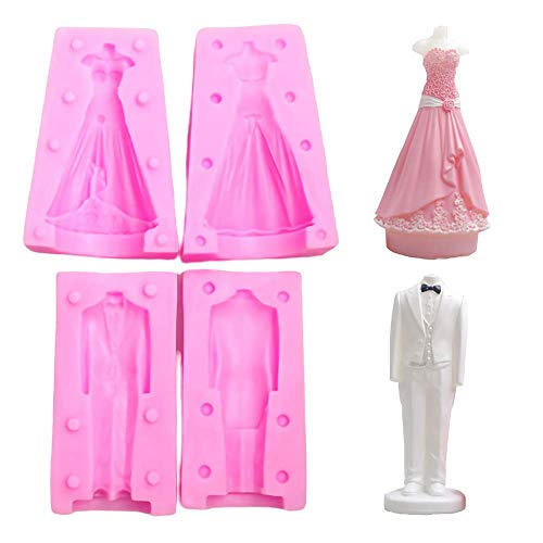 3D-Braut- und Bräutigam Smoking-Set aus Silikon für Kerzen, Seife, Schokolade, Form für Hochzeitstorte, Dekoration von Hochzeitskerzen, Gastgeschenke (2 Stück) von MoldFun