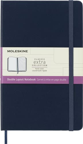 Moleskine, Classic Notizbuch, Leere und Linierte Seiten, Hartcover und Elastischer Verschluss, Großformat 13x21 cm, Farbe Saphirblau, 192 Seiten von Moleskine