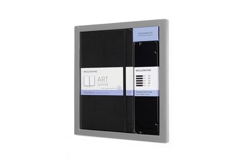 Moleskine Art Collection Skizzierset, Notebook Skizzieralbum (mit Hardcover und elastischem Verschluss, Papier geeignet für Kugelschreiber und Buntstifte, Groß 13 x 21 cm, 104 Seiten) schwarz von Moleskine
