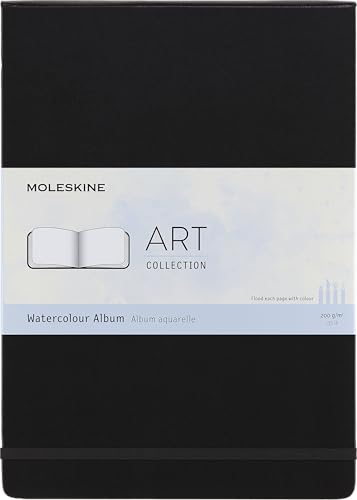 Moleskine Art Collection Watercolor Album und Zeichenblock-Notizbuch mit Hardcover und elastischem Verschluss, geeignet für Aquarellfarben und Aquarellstifte, Schwarz, A4 21 x 29,7 cm, 60 Seiten von Moleskine