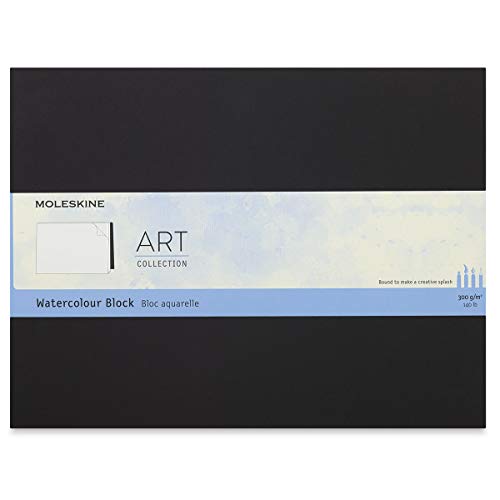 Moleskine - Art Collection Watercolour Block - Zeichenblock für Wasserfarben, Papier Geeignet für Wasserfarben - Kartoneinband - Format Extra Groß 13 x 21 cm - Farbe Schwarz, 20 Seiten von Moleskine