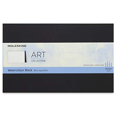 Moleskine - Art Collection Watercolour Block - Zeichenblock für Wasserfarben, Papier Geeignet für Wasserfarben - Kartoneinband - Format Groß 13 x 21 cm - Farbe Schwarz, 20 Seiten von Moleskine