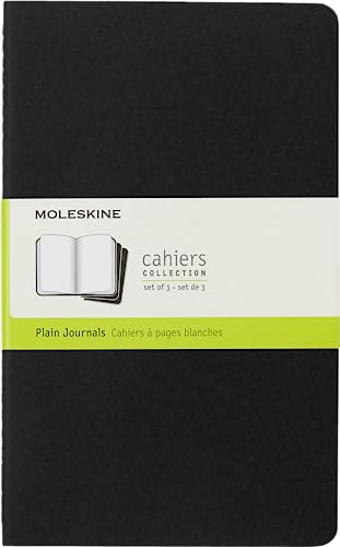 Moleskine Cahier Journal (3er Set Notizbücher mit blanko Seiten, Kartoneinband und Baumwollstickerei, Large 13 x 21 cm, 80 Seiten), schwarz von Moleskine