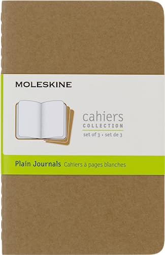 Moleskine Cahier Journal (3er Set Notizbücher mit blanko Seiten, Kartoneinband und Baumwollstickerei, Pocket 9 x 14 cm, 64 Seiten), Packpapier-Braun von Moleskine