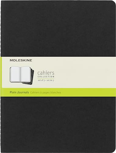 Moleskine Cahier Journal (3er Set Notizbücher mit weißen Seiten, Hardcover, Extra großes Format 19 x 25 cm, 120 Seiten) schwarz von Moleskine