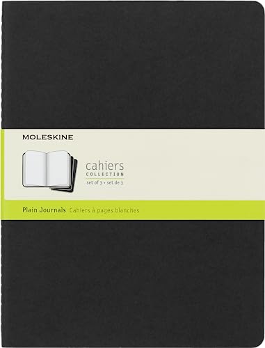 Moleskine - Cahier Journal, Set mit 3 Notizbüchern mit weißen Seiten, Kartonabdeckung, extra großen Abmessungen 19 x 25 cm, Farbe Schwarz, 120 Seiten von Moleskine