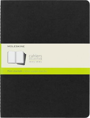 Moleskine - Cahier Journal, Set mit 3 Notizbüchern mit weißen Seiten, Kartonabdeckung, extra großen Abmessungen 19 x 25 cm, Farbe Schwarz, 120 Seiten von Moleskine