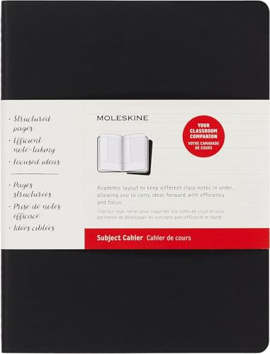 Moleskine - Cahier Journal Subject, 2er Set Notizbücher zur Notizenerstellung - Kartoneinband, Sichtbare Stickereien - Extra Groß 19 x 25 cm - Schwarz & Cranberry Red, 160 Seiten von Moleskine
