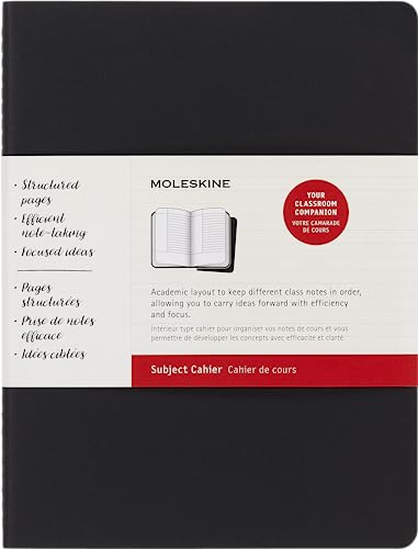 Moleskine - Cahier Journal Subject, 2er Set Notizbücher zur Notizenerstellung - Kartoneinband, Sichtbare Stickereien - Extra Groß 19 x 25 cm - Schwarz & Cranberry Red, 160 Seiten von Moleskine