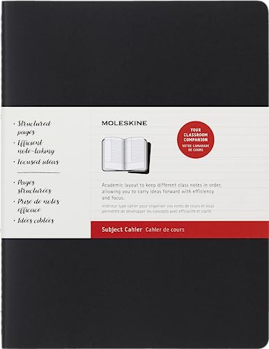 Moleskine - Cahier Journal Subject, 2er Set Notizbücher zur Notizenerstellung - Kartoneinband, Sichtbare Stickereien - XXL 21.6 x 27.9 cm - Schwarz & Cranberry Red, 160 Seiten von Moleskine