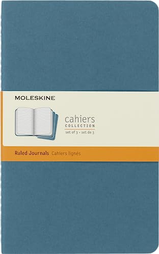 Moleskine Cahier Journal, Set mit 3 Notizbüchern mit linierten Seiten, Kartonumschlag mit sichtbaren Baumwollstichen, Farbe Lebhaftes Blau, Großformat 13 x 21 cm, 80 Seiten Moleskine Cahier Journal, Set mit 3 Notizbüchern mit linierten Seiten, Kartonumschlag mit sichtbaren Baumwollstichen, Farbe Lebhaftes Blau, Großformat 13 x 21 cm, 80 Seiten von Moleskine