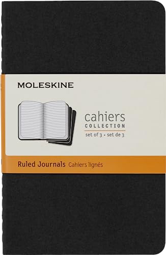 Moleskine, Notizbuch Journal, Set mit 3 Heften mit linierten Seiten, Kartonabdeckung und sichtbaren Baumwollstichen, Schwarze Farbe, Taschenformat 9 x 14 cm, 80 Seiten Moleskine, Notizbuch Journal, Set mit 3 Heften mit linierten Seiten, Kartonabdeckung und sichtbaren Baumwollstichen, Schwarze Farbe, Taschenformat 9 x 14 cm, 80 Seiten von Moleskine