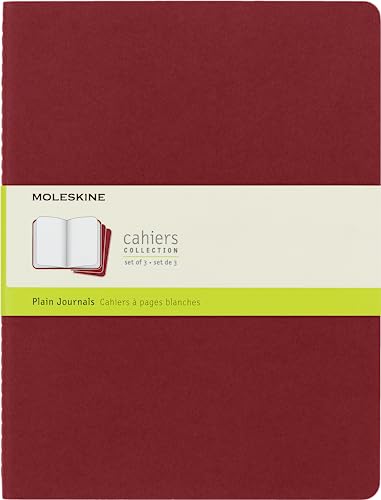 Moleskine Cahier Notizhefte (blanko, X-Large, Kartoneinband) 3-er-Set preiselbeerrot von Moleskine