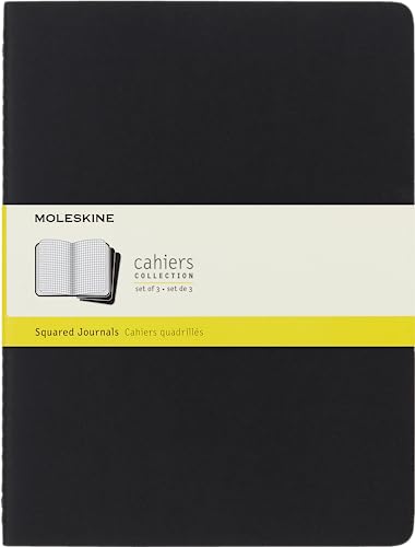 Moleskine Cahier Notizhefte (kariert, X-Large, Kartoneinband) 3-er-Set schwarz von Moleskine