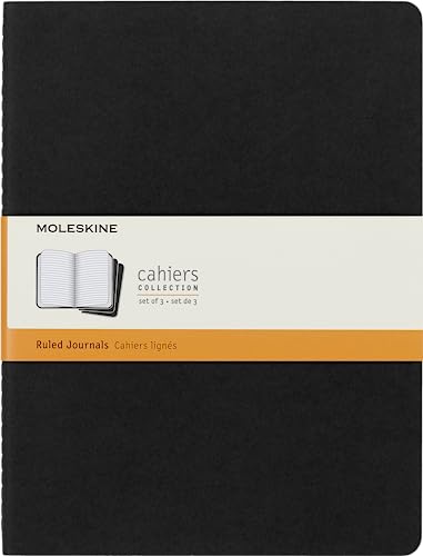 Moleskine Cahier Notizhefte (liniert, X-Large, Kartoneinband) 3-er-Set schwarz von Moleskine