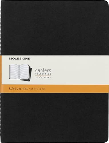 Moleskine Cahier Notizhefte (liniert, X-Large, Kartoneinband) 3-er-Set schwarz von Moleskine