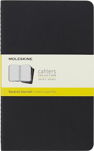 Moleskine Cahier S04967 Notizhefte (kariert, Large, Kartoneinband) 3-er-Set schwarz, Large/A5 von Moleskine
