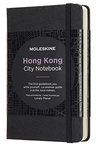 Moleskine City Notebook Hong Kong (mit weißen und linierten Seiten, Notizbuch mit Hardcover, elastischem Verschluss und Stadtplänen, Größe 9 x 14 cm, 220 Seiten) schwarz von Moleskine
