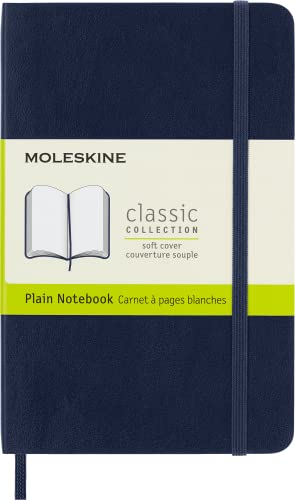 Moleskine Classic Notizbuch, Notizblock mit Leeren Seiten, Weicher Einband und Gummibandverschluss, Medium-Format 11,5 x 18 cm, Saphirblau, 192 Seiten von Moleskine