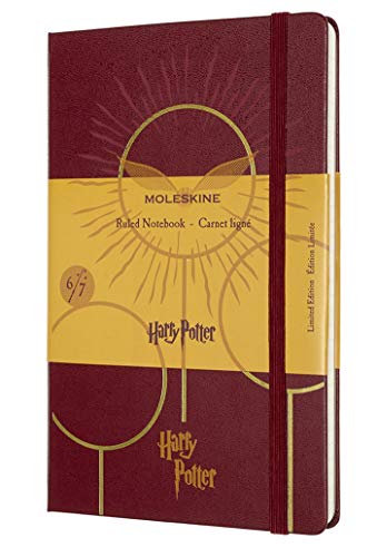 Moleskine - Harry Potter Limited Edition Notizbuch, Linierte Seiten, 6/7 Quidditch Edition, Hardcover mit thematischen Grafiken und Details, Größe 13 x 21 cm, Burgunderrot, 240 Seiten von Moleskine