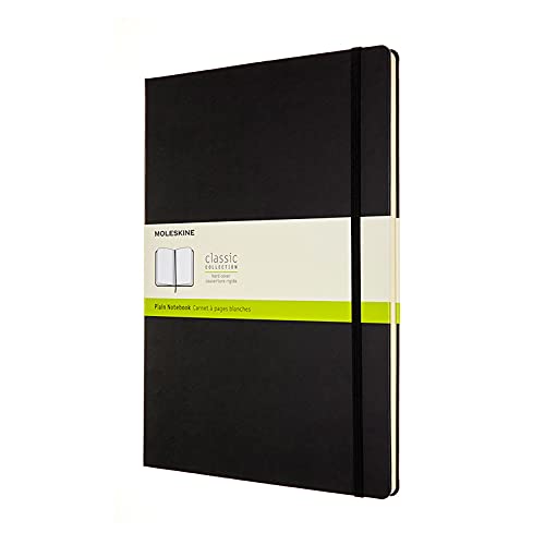 Moleskine - Klassisches Blanko Notizbuch - Notizheft mit Hardcover und elastischem Verschluss - Maße A4 21 x 29.7 cm - Farbe Schwarz, 192 Seiten von Moleskine