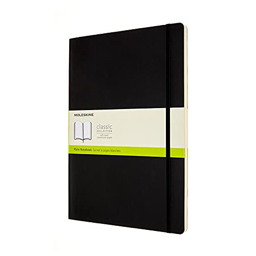 Moleskine - Klassisches Blanko Notizbuch - Notizheft mit Softcover und elastischem Verschluss - Maße A4 21 x 29.7 cm - Farbe Schwarz, 192 Seiten von Moleskine