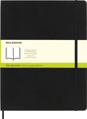 Moleskine - Klassisches Blanko Notizbuch - Notizheft mit Softcover und elastischem Verschluss - Maße XXL 21,6 x 27,9 cm - Farbe Schwarz, 192 Seiten von Moleskine
