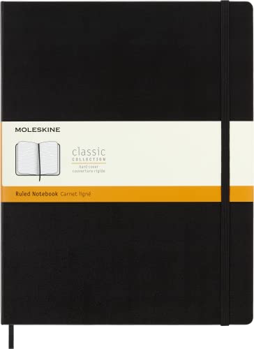 Moleskine - Klassisches Liniertes Notizbuch - Notizheft mit Hardcover und elastischem Verschluss - Maße XXL 21,6 x 27,9 cm - Farbe Schwarz, 192 Seiten von Moleskine