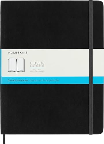 Moleskine Klassisches Notizbuch, Punktierter Notizblock mit weichem Einband und elastischem Verschluss, XL-Format 19 x 25 cm, Schwarz, 192 Seiten von Moleskine