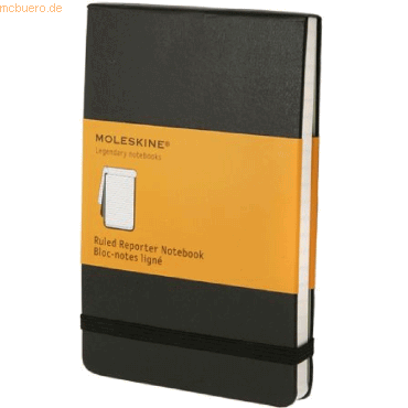 Moleskine Notizblock Reporter P A6 9x14cm liniert Hardcover schwarz von Moleskine