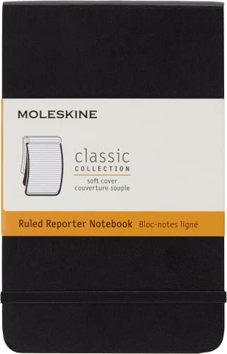 Moleskine Notizbuch Reporter mit linierten Seiten, weicher Umschlag, schwarze Farbe, Taschenformat 9 x 14 cm, 192 Seiten von Moleskine