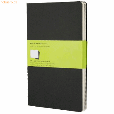 Moleskine Notizheft Cahier L A5 13x21cm VE=3 Stück blanko schwarz von Moleskine